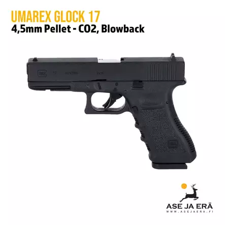 Umarex Glock 17 Blowback 4,5mm CO2 Pellet ilmapistooli - yleiskuva vasemmalta sivusta - Ilma-aseluoti ilmapistoolit - 4000844649867 - 1