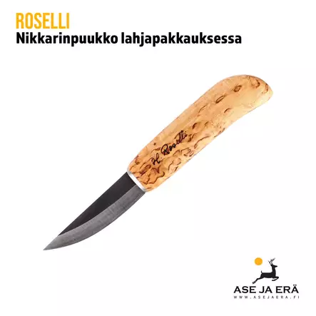 Roselli Nikkarinpuukko lahjapakkaus - vasen sivu, viistokuva - Puukot - 6430056850092 - 2