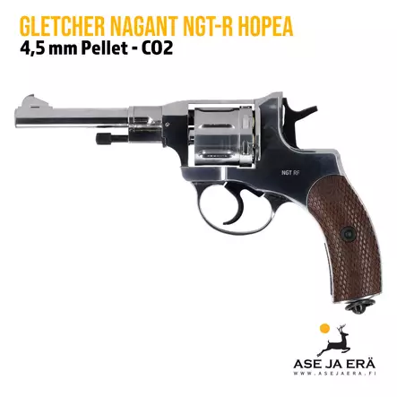 Gletcher Nagant NGT-R 4,5mm Pellet CO2 revolveri - Hopea - Ilma-aseluoti ilmapistoolit - 851151006324 - 1