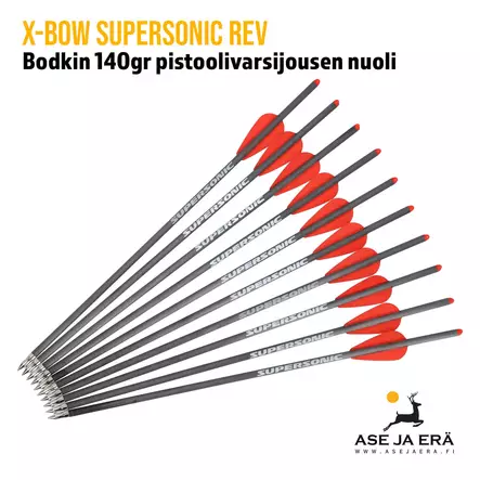 X-Bow Supersonic REV Carbon Bodkin 140gr pistoolivarsijousen nuoli - 10 kpl vierekkäin - Varsijousen tarvikkeet - 4064298213456 - 2