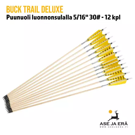 Buck Trail Deluxe puunuoli 5/16" 30# - 12 kpl - yleiskuva kaksitoista nuolta - Puunuolet - 6426028971957 - 1