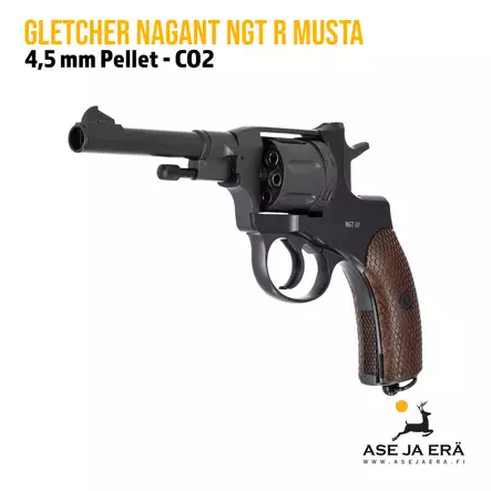 Gletcher Nagant NGT-R 4,5mm Pellet CO2 ilmarevolveri - Musta - Ilma-aseluoti ilmapistoolit - 851151006317 - 2
